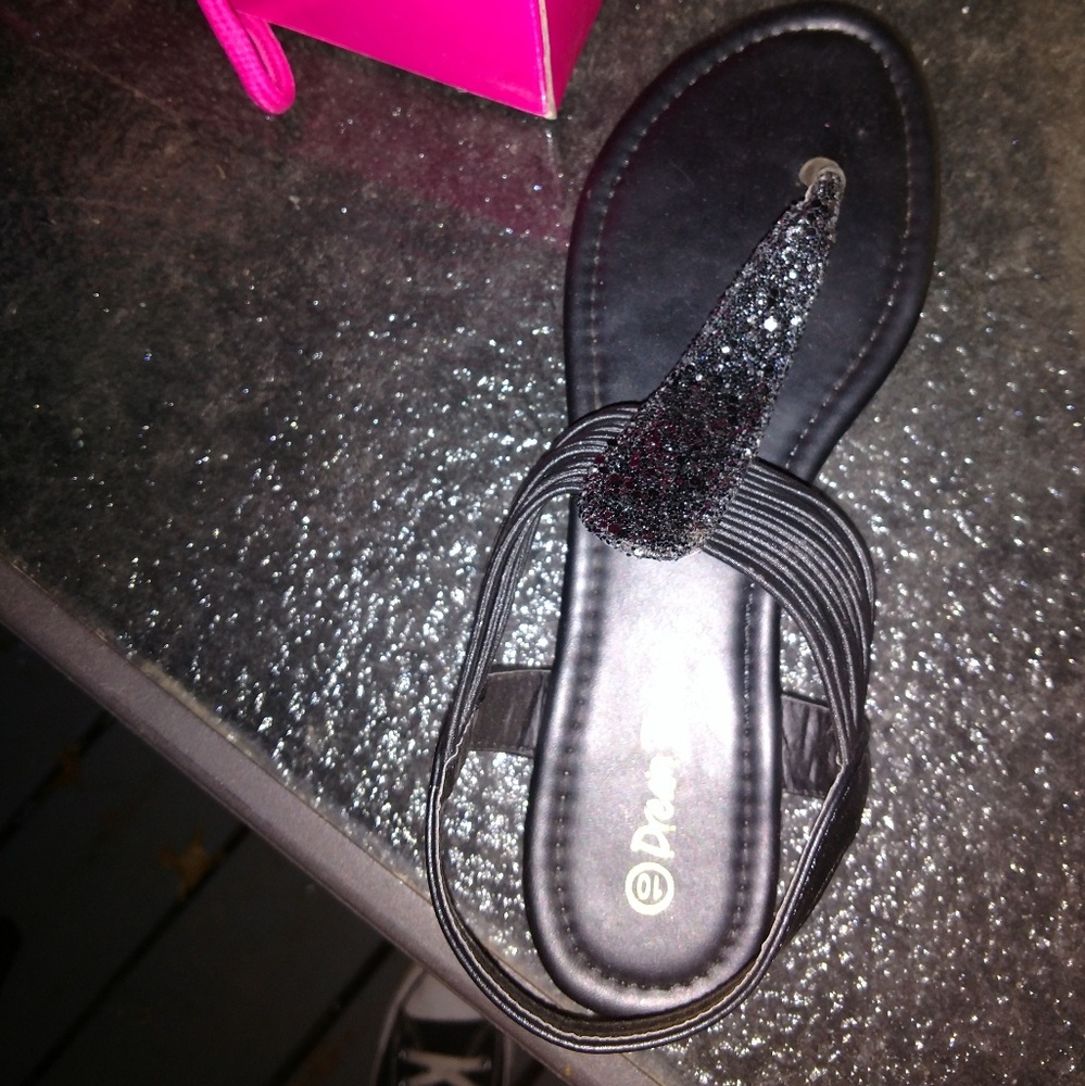 Black Sparkly Sandals